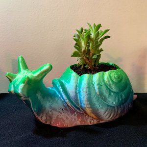 Rainbow 3D Printed Garden Snail Planter Houseplant Pot Ombre Shell